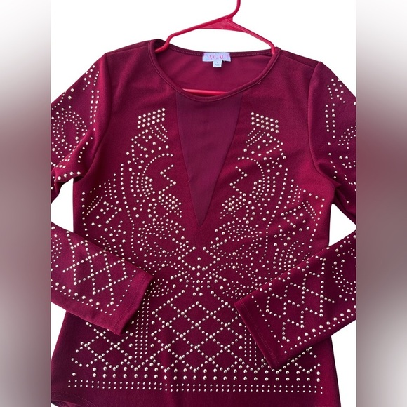 Agaci Embellished Red Bodysuit size large - Picture 2 of 11